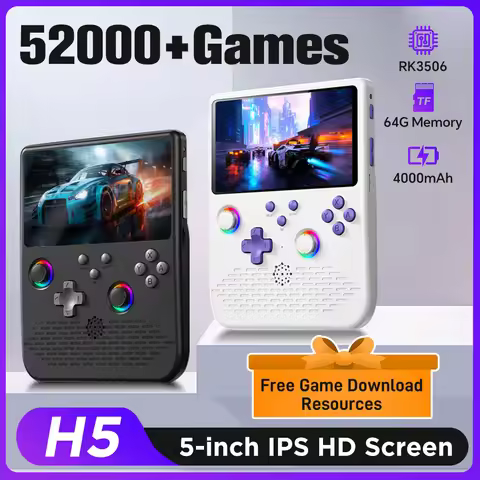 H5 Handheld Video Game Console 5-inch IPS Screen 4000mAh Portable Game Player with 52000+ Retro Game