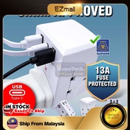 Phone Charger 13A 3 Way Adapter Adaptor Plug with 2 UBS port and 1 Type C Charger Port 5V 3.1A (Siri