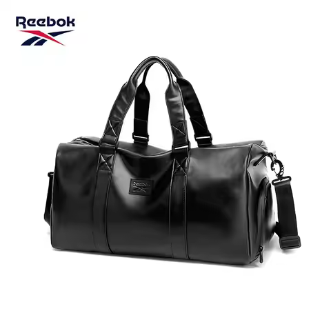 REEBOK Classic Unisex Large PU Leather Duffel Bag with Dry Shoes Compartments Men Business Sport Gym