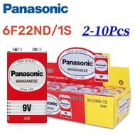 2-10pcs Original Panasonic 9V 6F22ND 6f22 Alkaline Battery for Alarm Wireless Microphone Mercury Fre