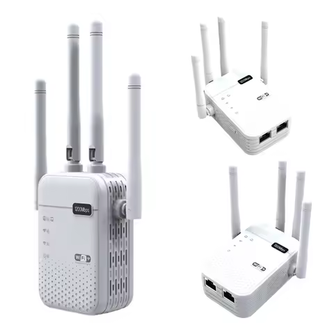 1200Mbps WiFi Signal Booster 4 External Antennas 5GHz & 2.4GHz Dual-Band Wireless Signal Range Exten
