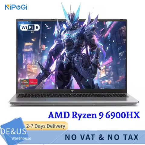 NIPOGI 16" FHD Laptop AMD Ryzen 9 6900HX Laptop 16GB LPDDR5 RAM 512GB SSD Backlit Keyboard Full-Feat