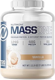 Massone Mass Gainer Protein Powder by NutraOne – Gain Weight Protein Meal Replacement (Vanilla - 7 l