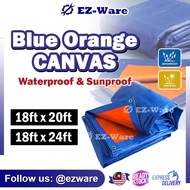 Blue Orange Canvas 18x20/18x24 Waterproof Canopy Canvas Tarpaulin Kanvas Khemah Kolam Tutup Kereta Lori