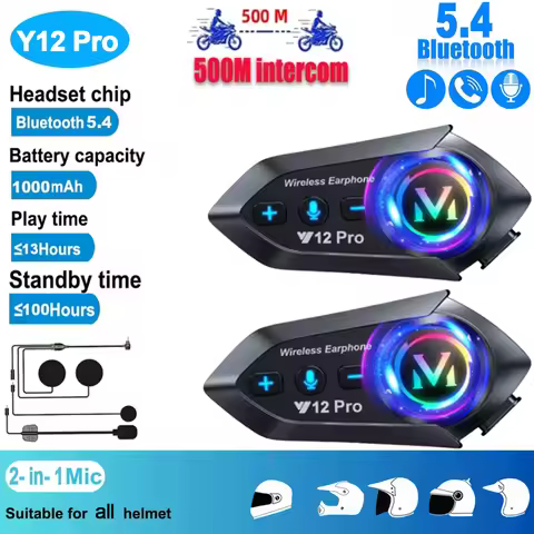Y20 Pro 1/2x Motorcycle Helmet Headset Bluetooth 500M Intercom Earphone For 2 Riders Waterproof Mixi