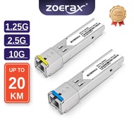 ZoeRax 1 Pair 1.25/2.5/10G Gigabit SFP Optical Module SC 10G Single-Mode Fiber Compatible with 1310n