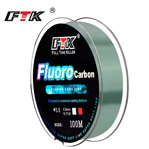 FTK 100m 4.13-34.32LB Fluorocarbon Fishing Lure Line green Carbon Fiber Fly Fishing Line Super Soft 