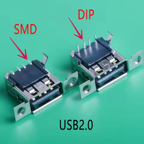 2PCS USB 2.0 A/F Female Socket A Female SMT DIP With Screw Holes 4P Bent Leg Horizontal Plug-in Boar