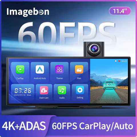 Imagebon H70 Plus 11.4β³ 4K ADAS Dash Cam 60FPS Wireless Car Play & Android Auto Dual Recording Night