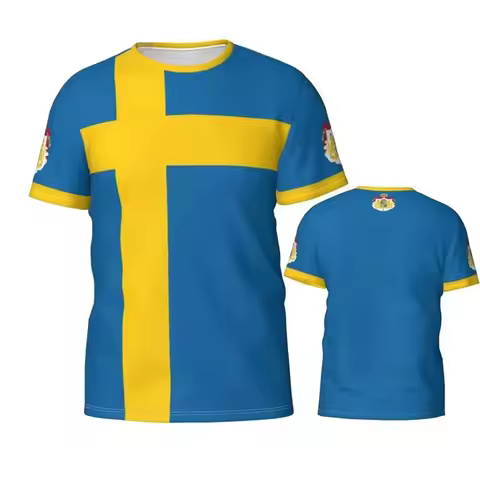 Sweden Football Team T-shirt For Men Sweden Flag National Emblem 3D Print Jersey T Shirts 2025 Summe