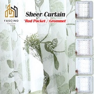 【SG】Sheer Curtain Flower Pattern Curtain Rod Pocket Voile Semi Light Filtering Sheer Curtains Window Living Room Curtain