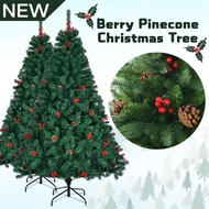 Berry Christmas Tree w/ Decor Berry Pinecone Green Tips Metal Stand X-mas Decoration 5 6 7 8 Feet