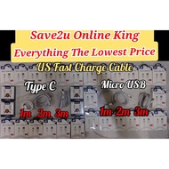 Fast Charging MICRO to USB Cable & TYPE C to USB Cable & iP Fast Cable 1METER/ 2METER/ 3METER
