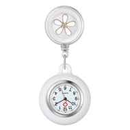 Lapel Watch for Nurses Doctors Clip-on Hanging Nurse Watches Cute Leaves Pattern White Silicone Cove