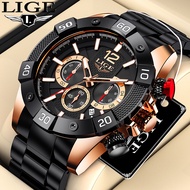 LIGE Men Watch Luminous Quartz Wristwatches Sports Men's Steel Waterproof Chronograph Watches
