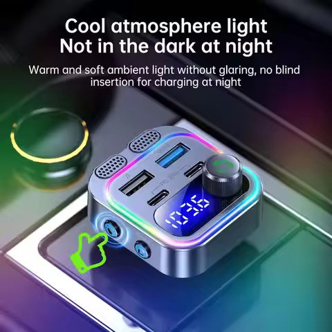 FM Transmitter Multifunctional Car MP3 Player Dual PD 36W Fast Port Bluetooth Car Charging Type-C El