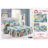 ''PROYU" 100% COTTON Cadar 4-in-1 Ropol Fitted Bedsheet Floral Design (Queen / King )