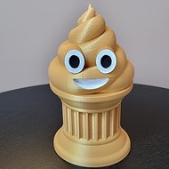 Znet3D Poop Emoji Trophy - 6" inches Tall - Featuring a Solid Poop Emoji on a Pillar w/Painted Eyes 