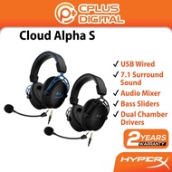 HyperX Cloud Alpha S Gaming Headset USB Wired 7.1 Surround Sound Dual Drivers Bass Sliders Audio Mixer PC PS4