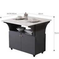 安晴傢俬 - 灰色配白色雲石紋 80x80cm 折疊餐桌 多功能伸縮飯枱 淨餐枱