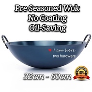 High Quality Pre-Seasoned Wok Double Handle Metal Wok / Carbon Steel wok / Cooking Pan / Kuali Besi / Kuali Goreng