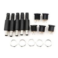 btsg* 10 pcs 12V 3A Plastic Male Plugs + Female Socket Panel Mount Jack DC Power Connector Electrical Supplies