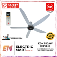 KDK T60AW 15cm 60 inch DC Motor Ceiling Fan with LCD Remote Control [SILVER] - FREE DELIVERY