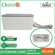 Omni 4 Gang Extension Cord with USB Charger in Organizer Box - USB-403B