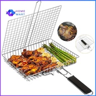 Foldable 304 Stainless Steel BBQ Grill Basket Non Stick Mesh Mat for Meat Vegetables