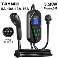 【Local delivery】TAYNIU Type 2 EV Charger 16A 3.5kW Portable Electric Car Charger With 5M EV Charging