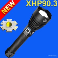 【READY STOCK】Camping & Hiking Torch Light Super XHP90.3 Powerful Led Flashlight 18650 Chargeable Tac