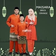 [BRICK ORANGE OREN BATA] Set Family Maisara Kebarung Baju Melayu Moden Teluk Belanga Raya 2024