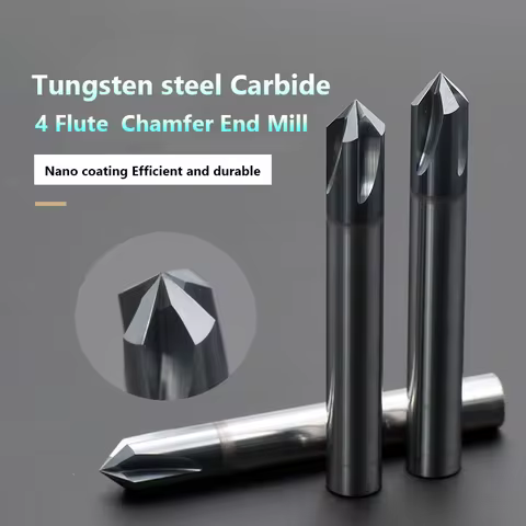 4 Flutes Carbide Chamfer End Mill 90 Degree 1/4 inch 1To 20mm Shank V Groove Router Bit For Carving 