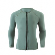 ชุดว่ายน้ำ Rashguard แขน Raglan แบบมีซิปสำหรับผู้ชาย