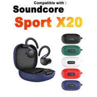 For Anker Soundcore Sport X20 Earphone Soft Shockproof Silicone Protective Cover with Keychain