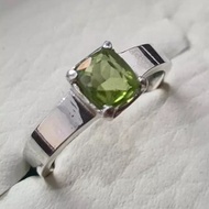 天然男士橄欖石戒指純銀 925 手工製作高品質橄欖石戒指