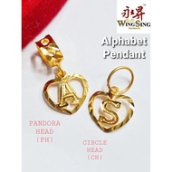 RESTOK!! Wing Sing 916 Gold 1C Alphabet Charm Beads Budget Letter Pendant / Loket Huruf Love PDR A to Z Emas 916