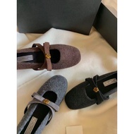 [Baizhenmei] Round Toe Flat Mary Jane Fur Shoes Inner Heightening 3cm Mary Jane Shoes