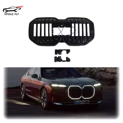 For BMW 7 Series G70 i7 2023+ High Quality ABS Car Front LED Racing Grills With Lamp Glossy Black M 