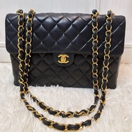［babari_vintage]Chanel vintage 30cm貝嫂包 金扣羊皮