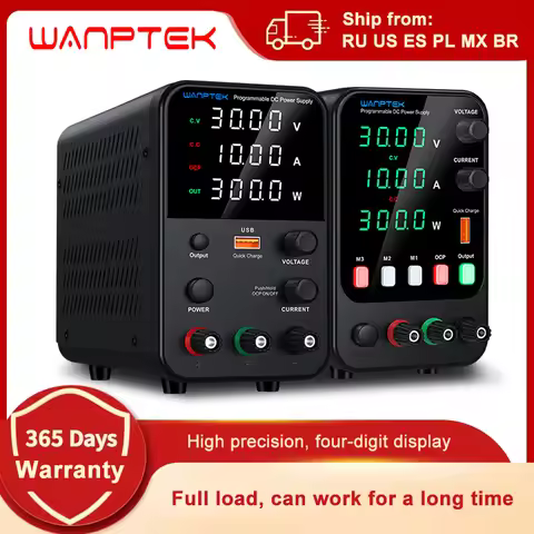 Wanptek Laboratory Power Supply 30V 5A 30V 10A 60V 5A 120V 3A Adjustable with USB Fast Charging Regu
