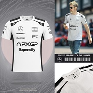 TSHIRT MERCEDES F1 THE MOVIE TEAM 2025 WHITE KAOS RACING FORMULA ONE T Shirt Men T Shirt Lelaki
