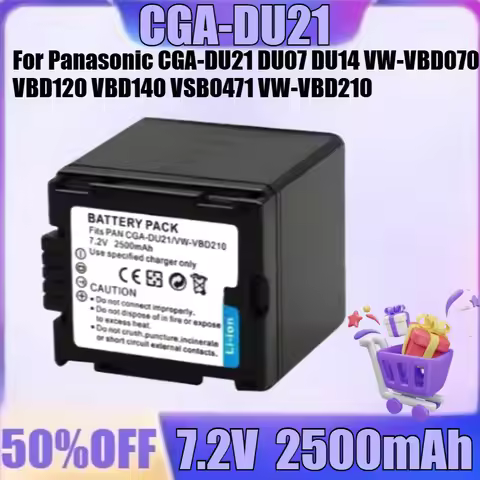 New for Panasonic CGA-DU21 DU07 DU14 VW-VBD070 VBD120 VBD140 VSB0471 VW-VBD210 Camera Battery 2500mA