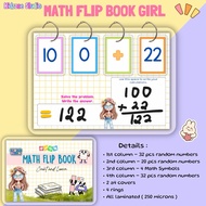 Math flip book laminated educational workbook multiplication addition subtraction division