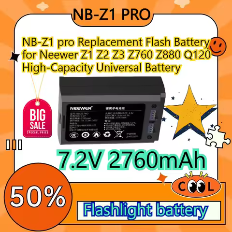 7.2V 2760mAh NB-Z1 Pro Replacement Flash Battery for Neewer Z1 Z2 Z3 Z760 Z880 Q120 High-Capacity Un