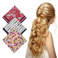 Mo* Woman Skin-friendly Kerchief Heart Print Pattern Turban Tie Back Hair Kerchief