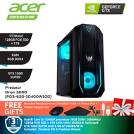 Acer Predator Orion 3000 (PO3-620-10400W10D) Intel® Core i5-10400F processor/8GB DDR4 2666MHz/128GB PCIE SSD + 1TB SATA HDD/NVIDIA® GeForce® GTX 1660 SUPER with 6 GB of GDDR6/w10+Free Premium Gift