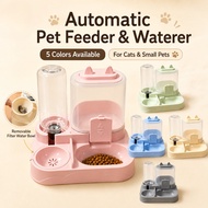 Automatic Cat and Dog Feeder, Plastic PP Dual Bowl, Food and Water Dispenser for Pets.
