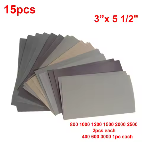 15 Pcs / Set Sandpaper 400/600/3000/800/1000/1200/1500/2000/2500 Grit Sand Paper Water/Dry Sanding P