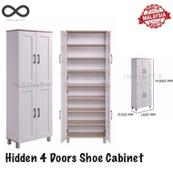 Infinity HIDDEN 4 Doors Shoe Cabinet / Shoe Rack / Multifunction Cabinet / Outdoor Shoe Cabinet